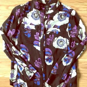 J. Crew Silk blend floral print blouse